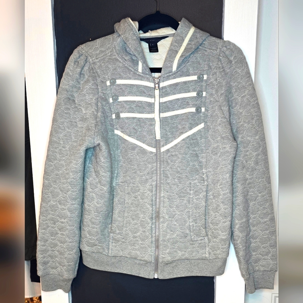 Marc Jacobs Gray Quilted Zip-Up Hoodie